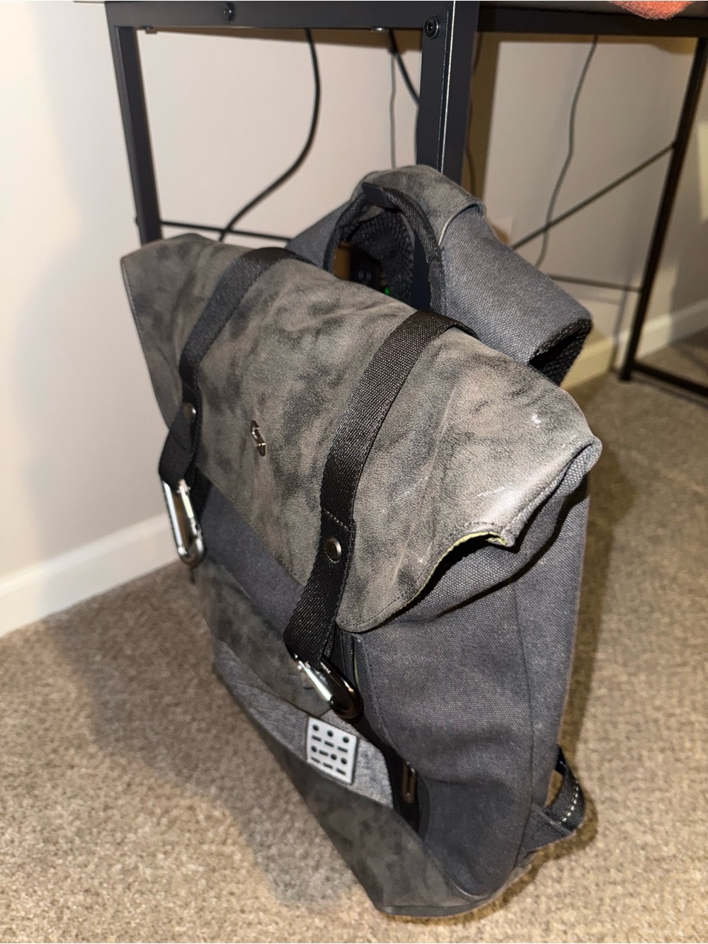 solo Charcoal Gray Canvas Roll-Top Backpack